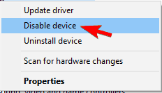 Chọn Disable device
