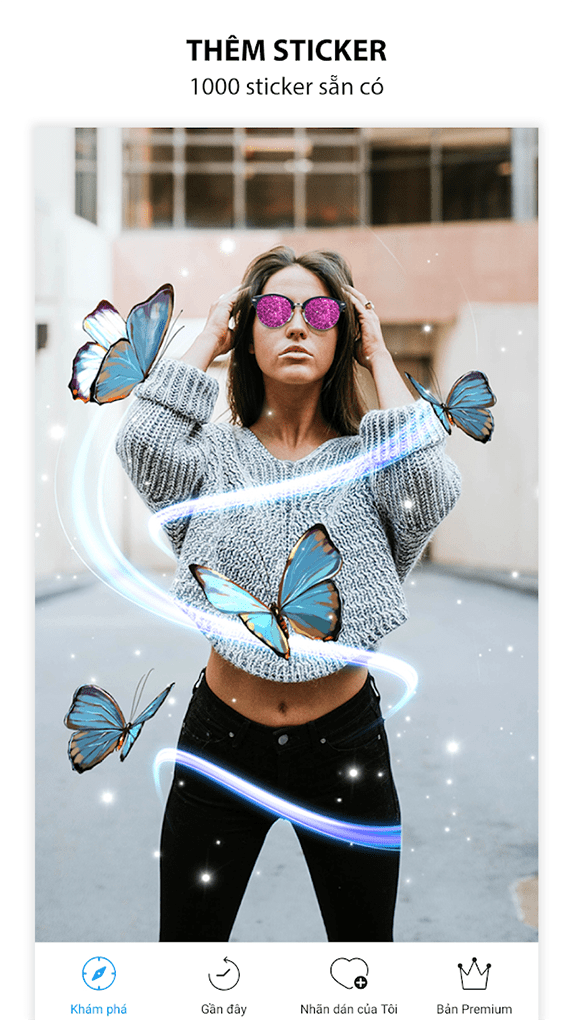 PicsArt cho phép bạn lồng ghép những hiệu ứng, nhãn dán để tạo nên những tấm hình selfie độc đáo