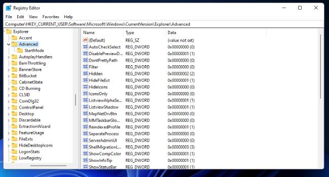 Màn hình Registry Editor