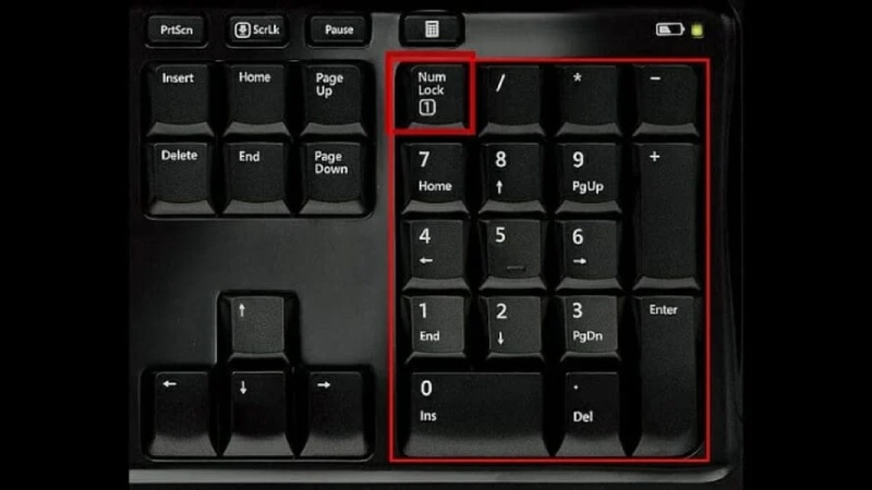 Nhấn Num Lock trên bàn phím
