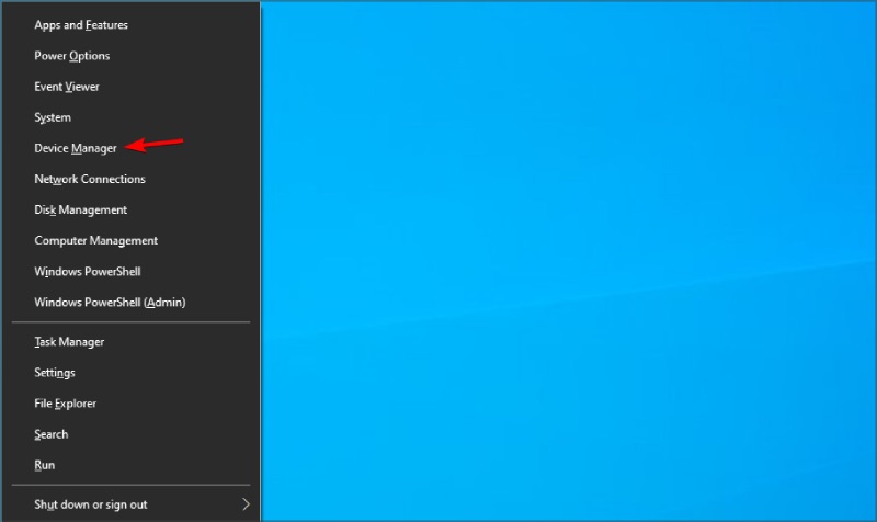 Chọn Device Manager từ danh sách hiển thị