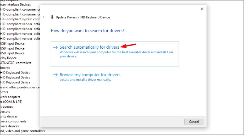Chọn Search automatically for drivers