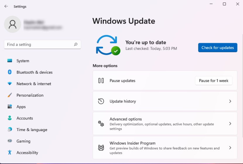 Kiểm tra các bản cập nhật Windows trên máy tính