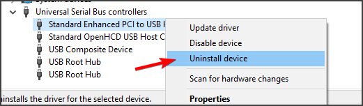 Chọn Uninstall device