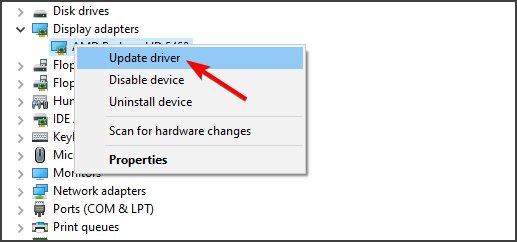 Nhấp chuột và chọn Update Driver