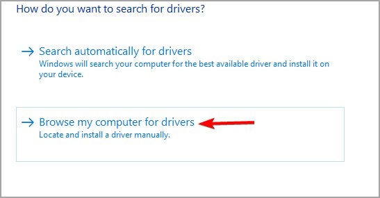 Chọn Browse my computer for drivers