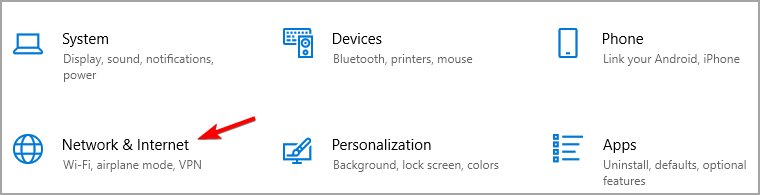 Mở ứng dụng Settings và chuyển đến Network & Internet