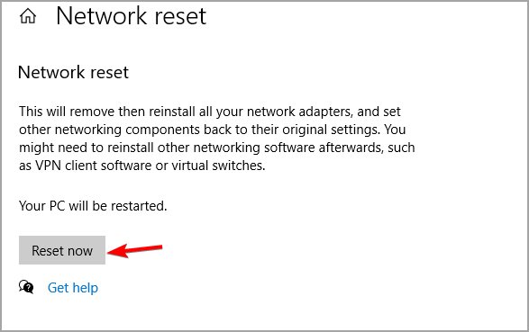 Nhấp vào nút Reset now và làm theo hướng dẫn trên màn hình