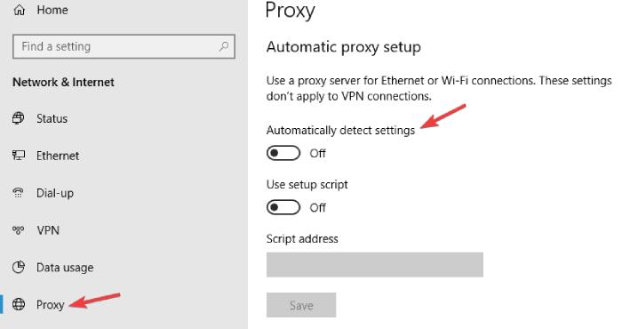 Tắt proxy trên Windows