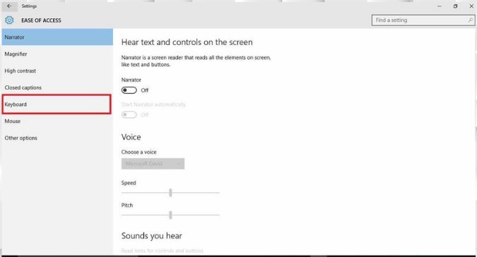 Nhấp chuột vào Keyboard hiển thị trên màn hình