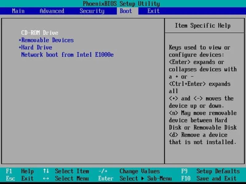Thay đổi cài đặt BIOS