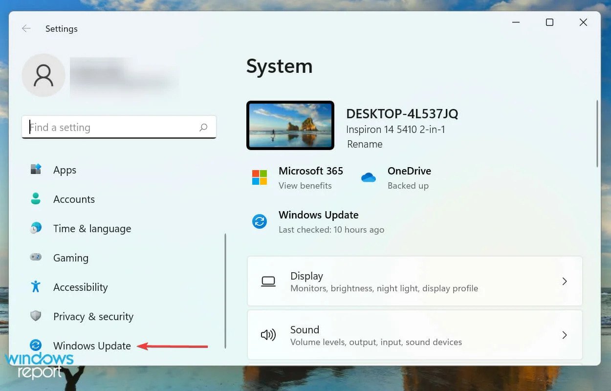 Khởi chạy ứng dụng Settings và chọn Windows Update