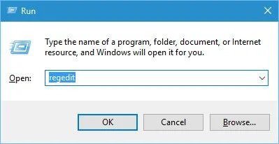 Nhấn regedit và bắt đầu chỉnh sửa đăng ký