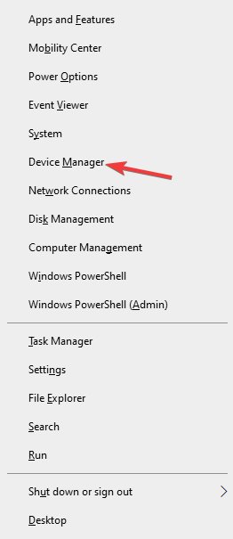 Nhấn Win Key + X và chọn Device Manager từ danh sách