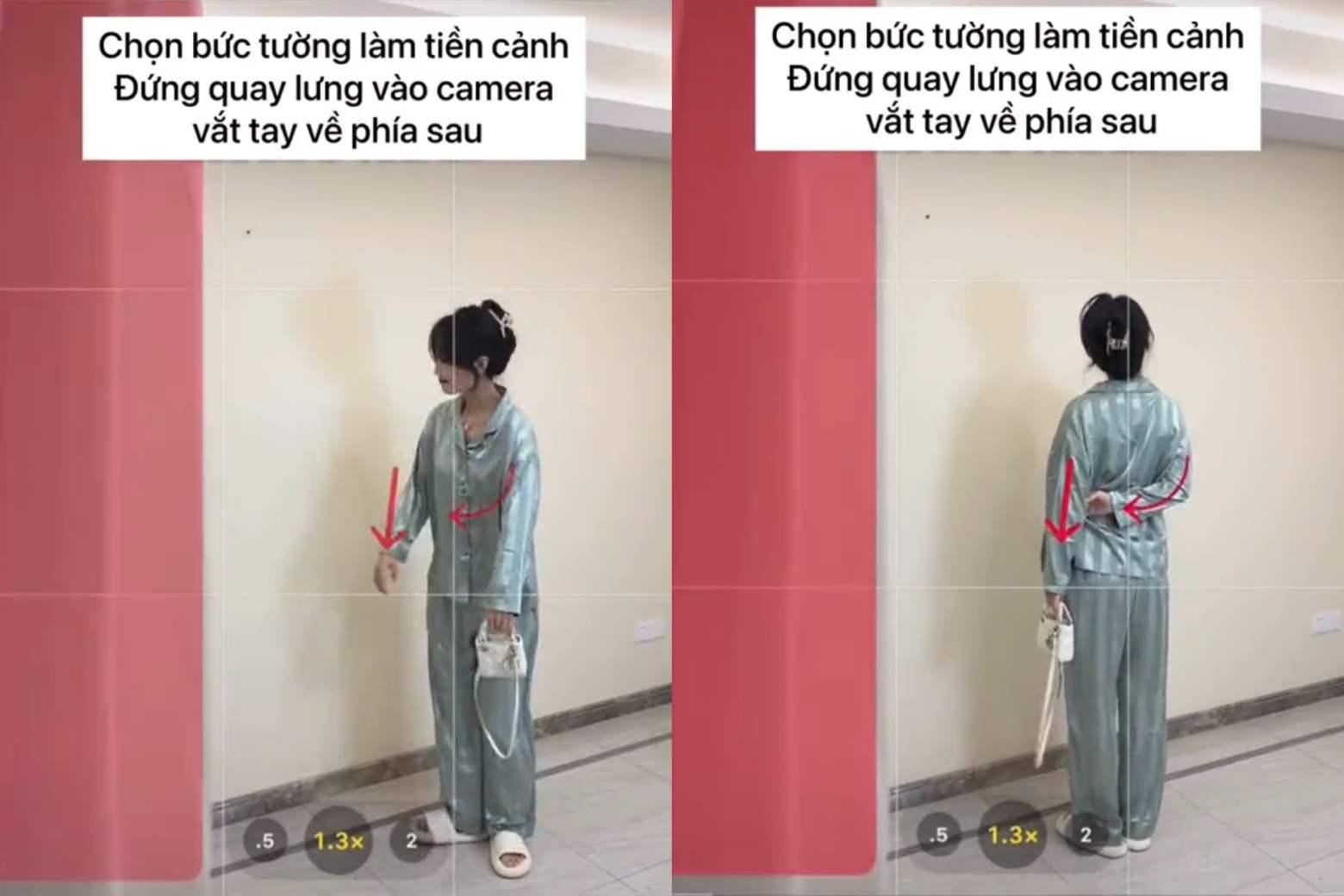 Vờ thưởng thức tranh với 1 tay khoanh ở phía sau là một dáng không thể bỏ qua (Nguồn: Douyin)