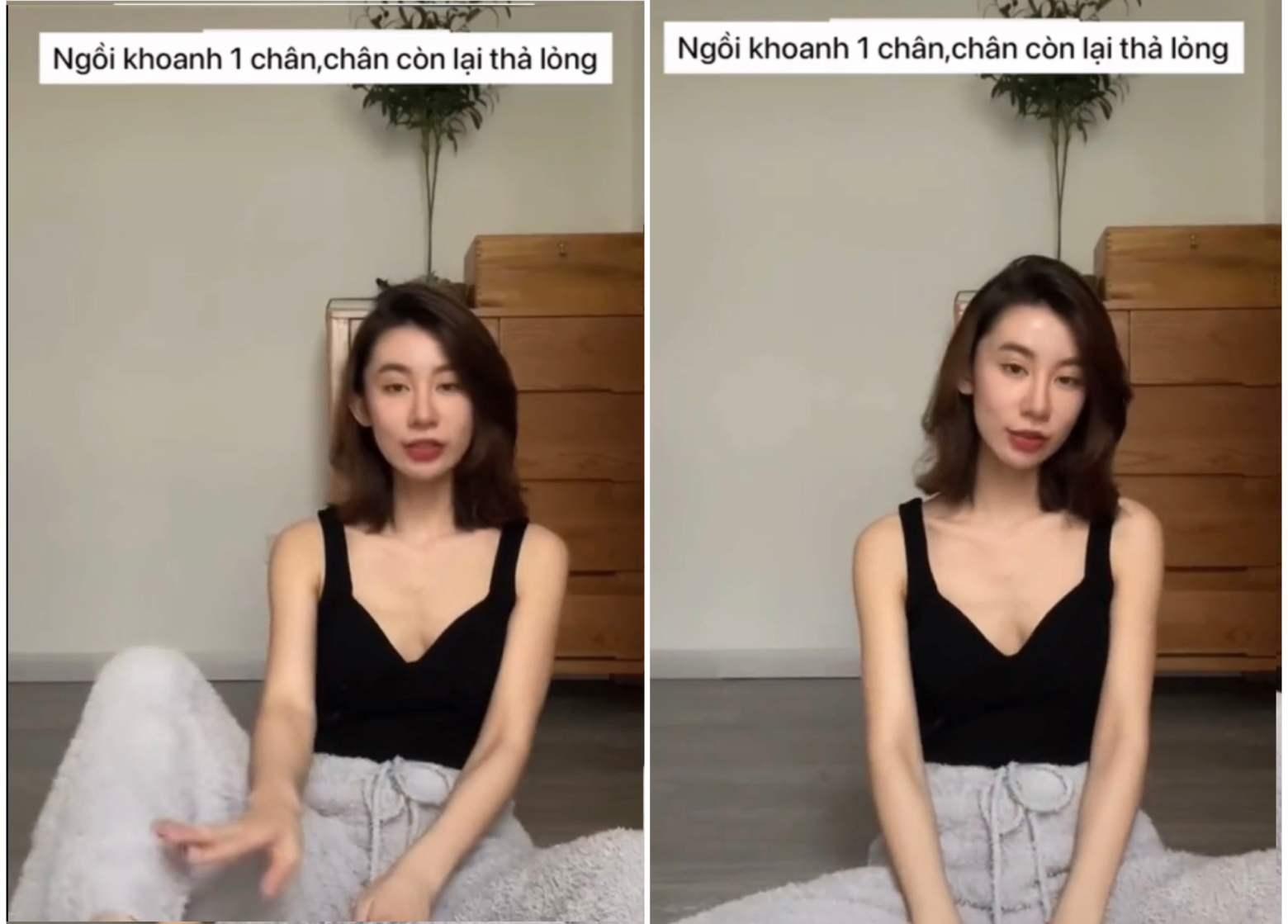 Ngồi khoanh một chân, chân còn lại thả lỏng