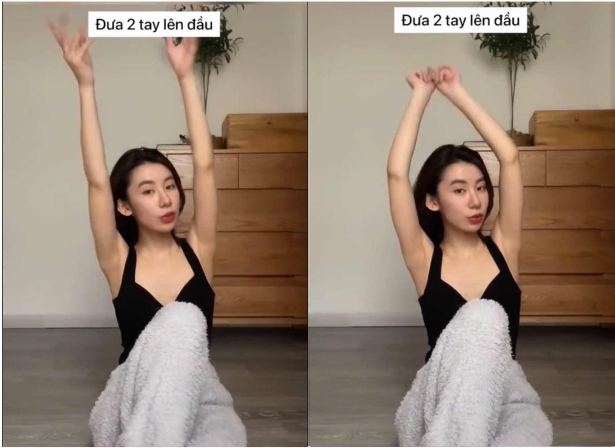 Đưa hai tay qua đầu và tùy chỉnh tư thế