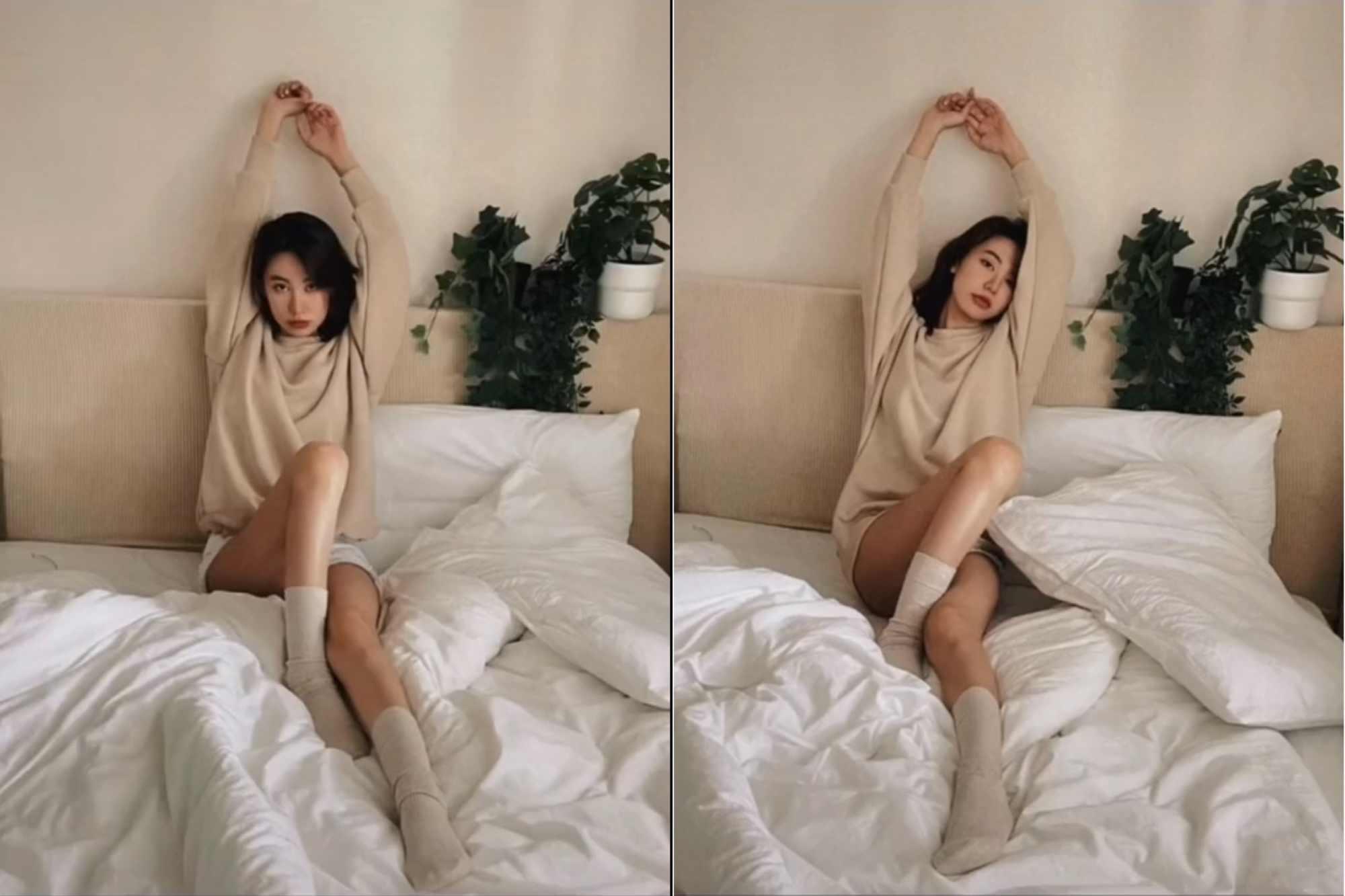 Chiếc giường giúp tôn lên vẻ dịu dàng, e ấp của các cô gái