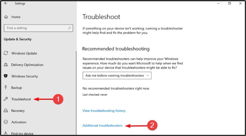 Trình khắc phục sự cố Troubleshoot