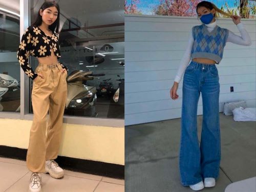 Một chiếc quần baggy tạo sự tương phản với phần trên thon gọn, rất hợp đúng không nào?