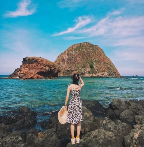 Hòn Yến nhìn từ bờ biển