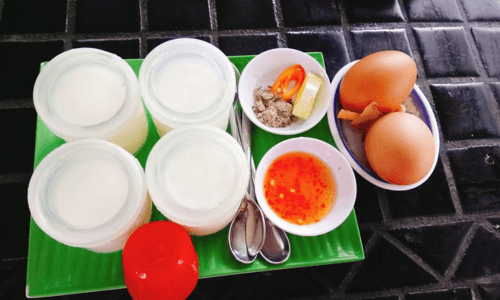 Combo trứng lòng đào và bánh flan