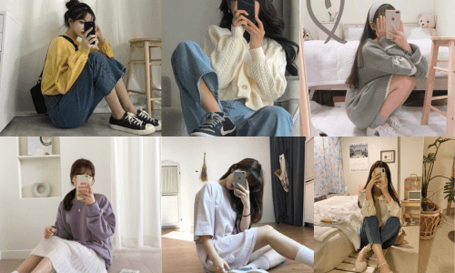 Ảnh thật dễ thương khi tạo dáng ngồi trước gương