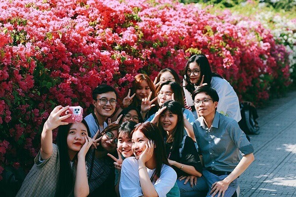 Giàn hoa hồng rực rỡ, đứng vào là có ngay ảnh đẹp