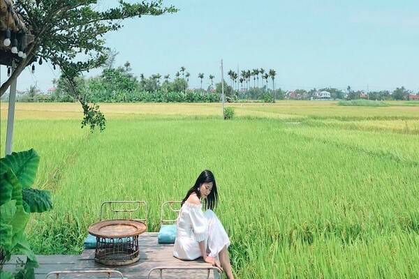 Chụp ảnh đẹp ở Hội An không khó với nền cỏ xanh biếc