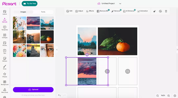 Thêm ảnh ghép vào trong Picsart