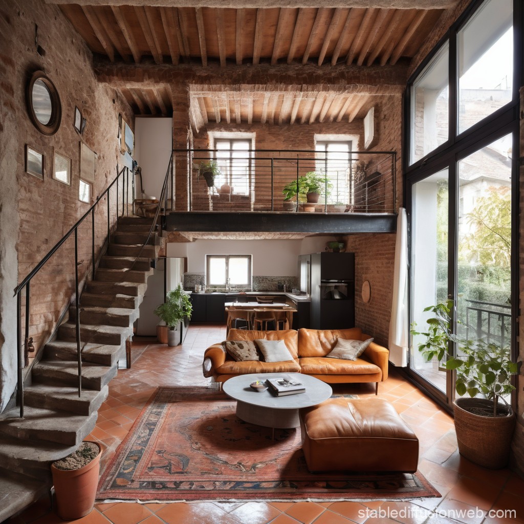 Phòng khách Rustic Modern với gỗ Việt, lò sưởi đá, và đồ đạc hiện đại