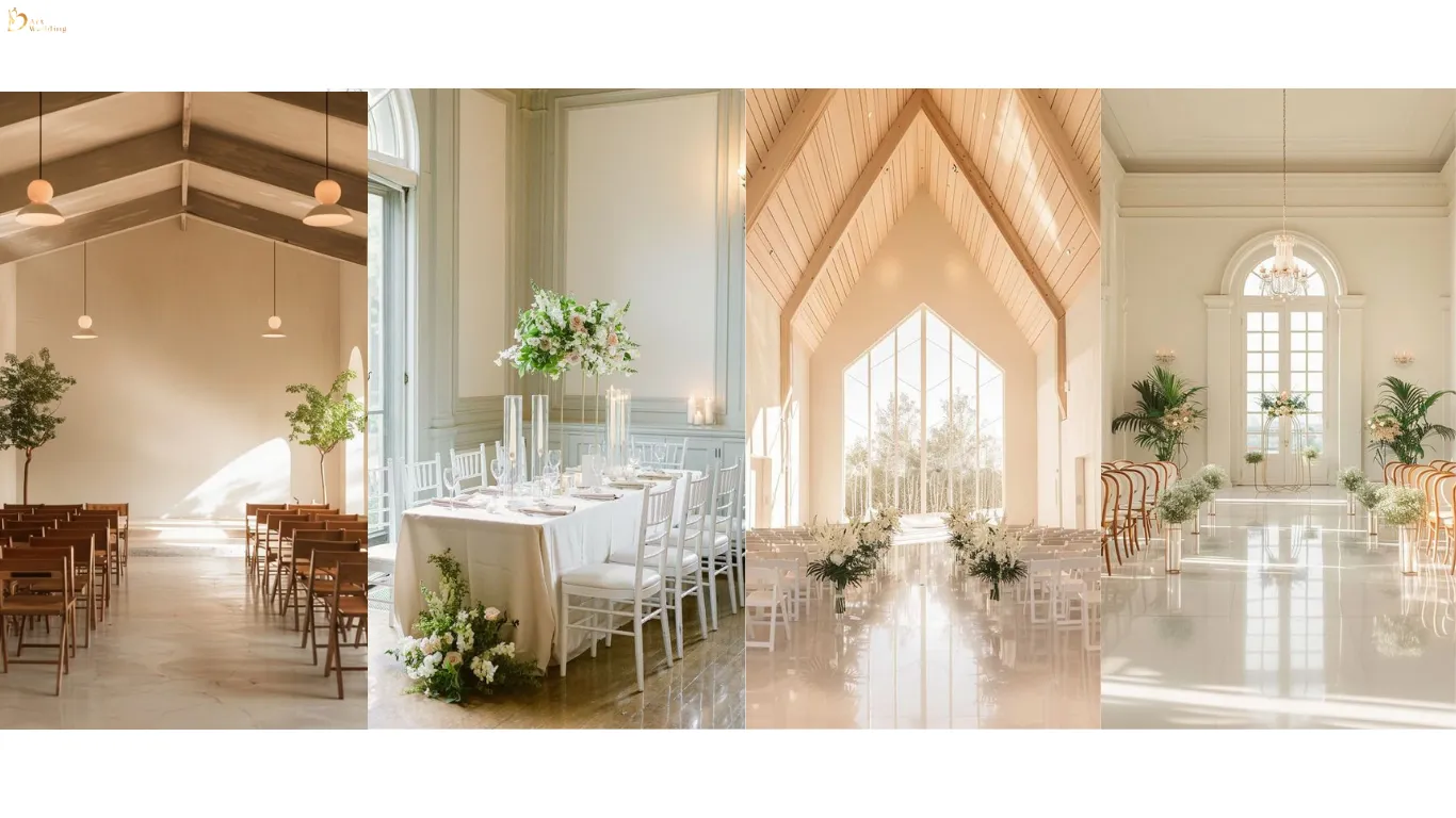 Đám cưới tối giản phong cách minimalism với tông màu trắng và be sang trọng - nguồn từ B Art Wedding