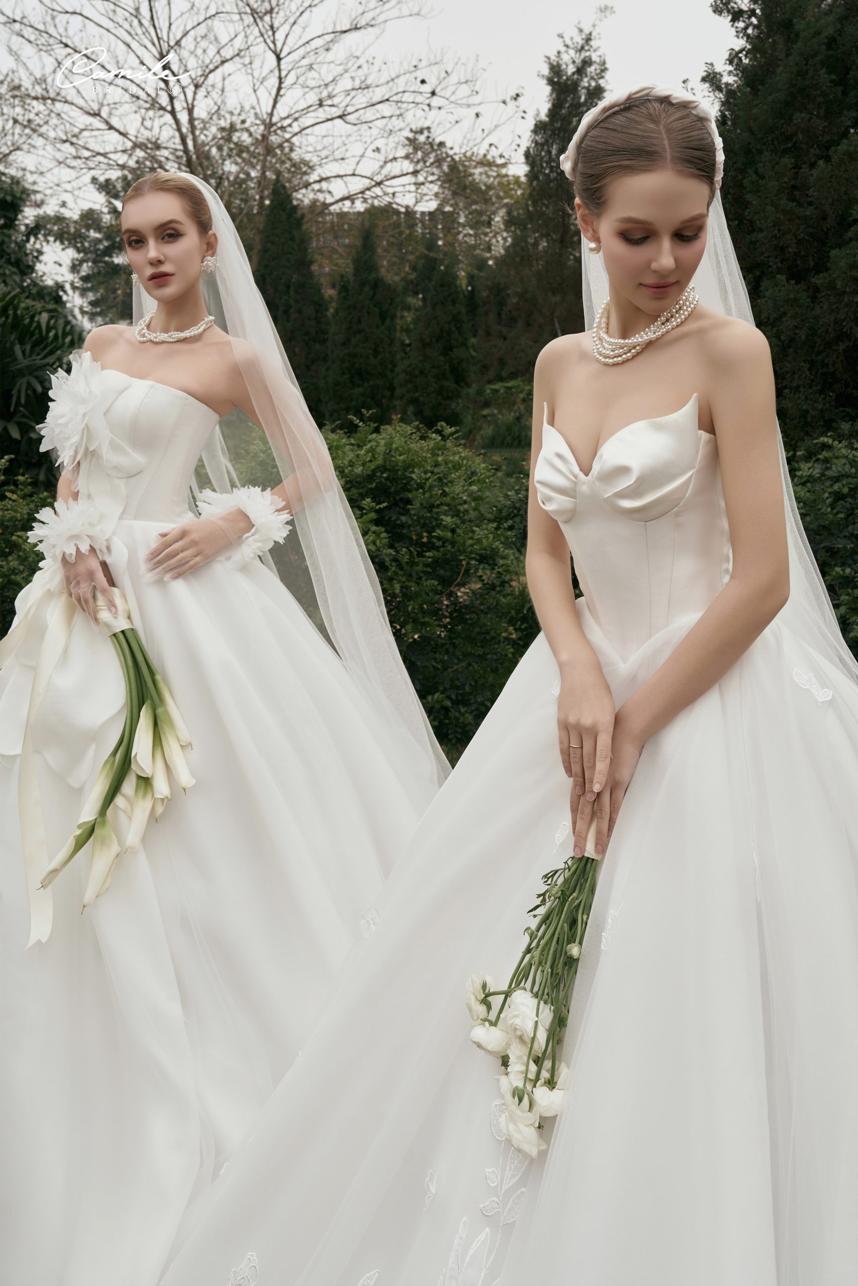 Váy cưới trơn chụp studio 2026 – phong cách tối giản thanh lịch