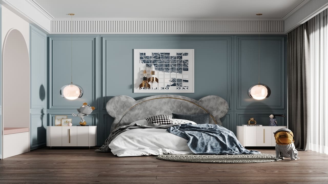 Thiết kế phòng ngủ trẻ em độ tuổi 6-12 có góc học tập