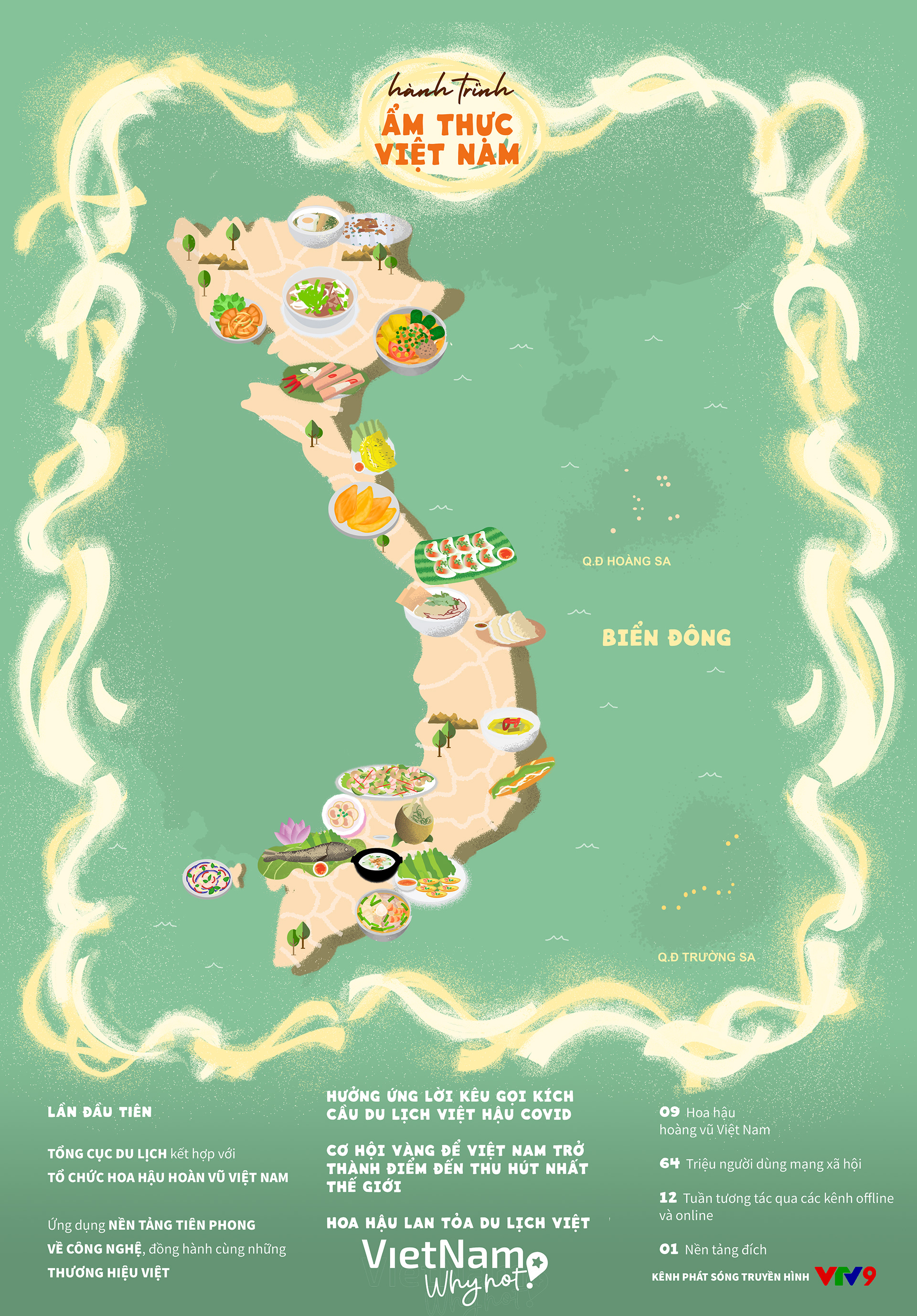 Bản đồ hương vị Việt Nam với các đặc sản tiêu biểu từ Hà Nội, Huế, Đà Nẵng, Hội An đến TP.HCM