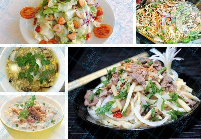 Các món khai vị trong thực đơn đám cưới miền Bắc: nộm, gỏi, súp