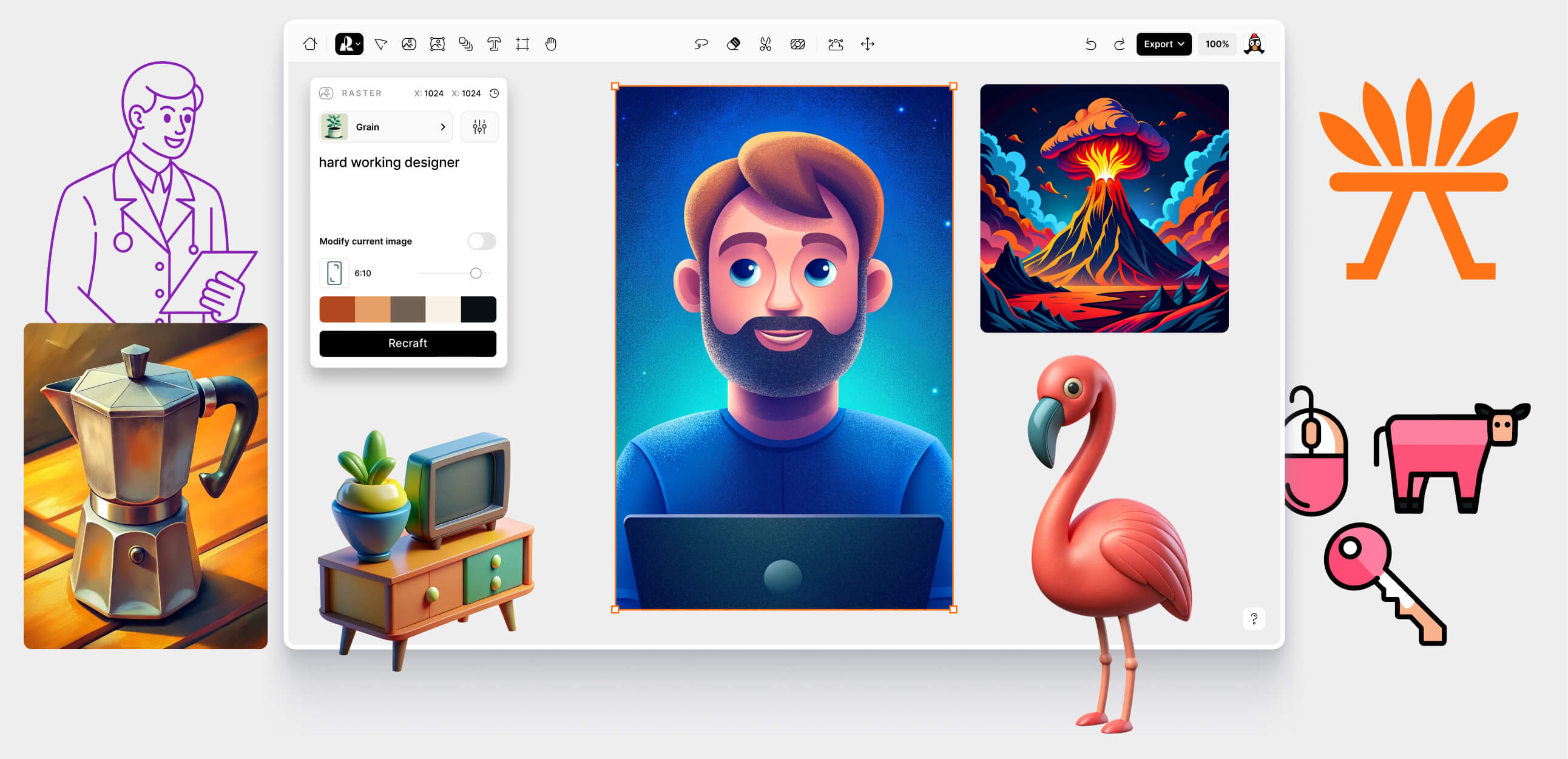 Recraft AI tạo vector graphics, icon, logo với khả năng phóng to vô hạn