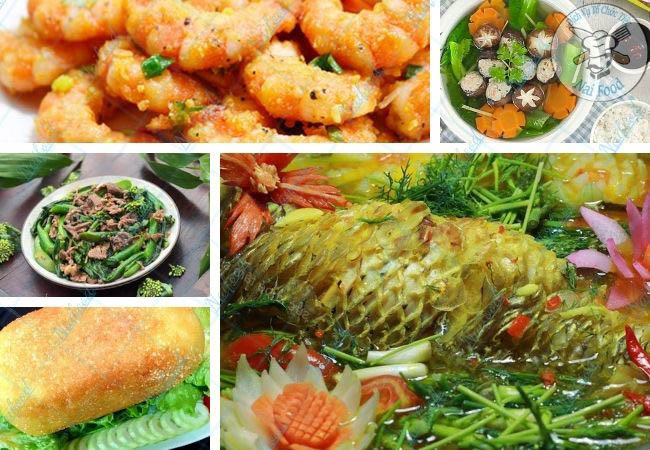 Các món chính trong thực đơn đám cưới miền Bắc: gà, tôm, bò