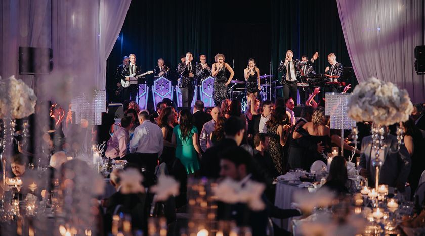 Live band performing at elegant wedding reception