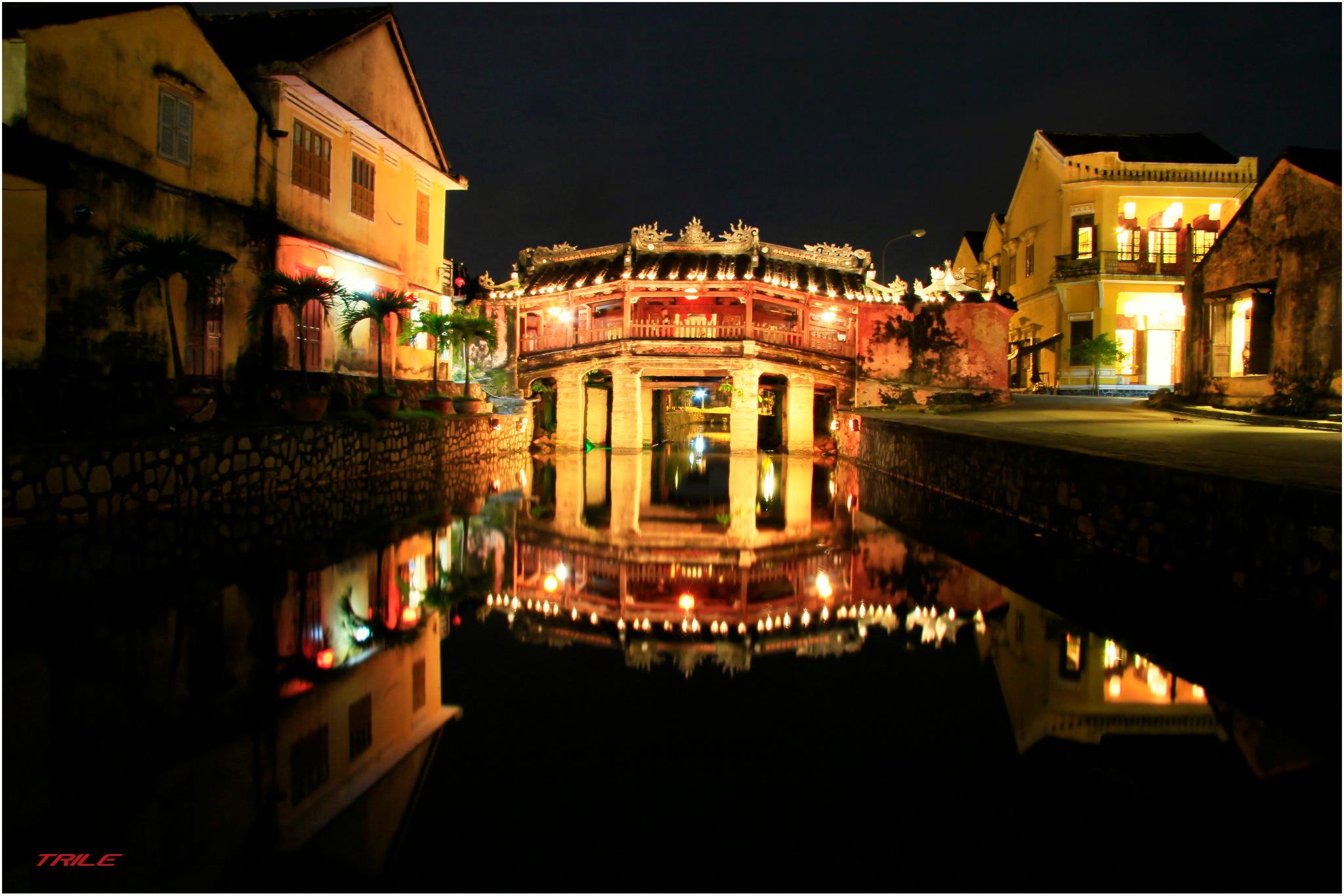 Hoi An streets decorated with lanterns during Vietnamese Tet holiday season
