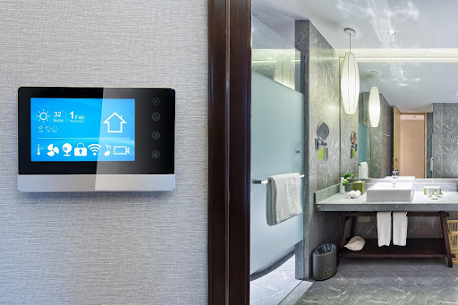 Smart bathroom technology with digital mirror and sensor controls
